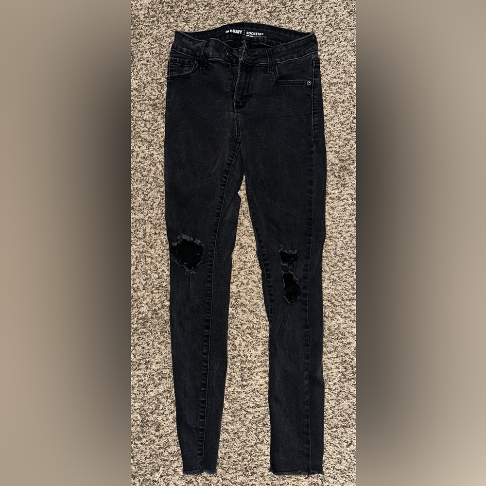 OLD NAVY Rockstar Black Distressed Jeans